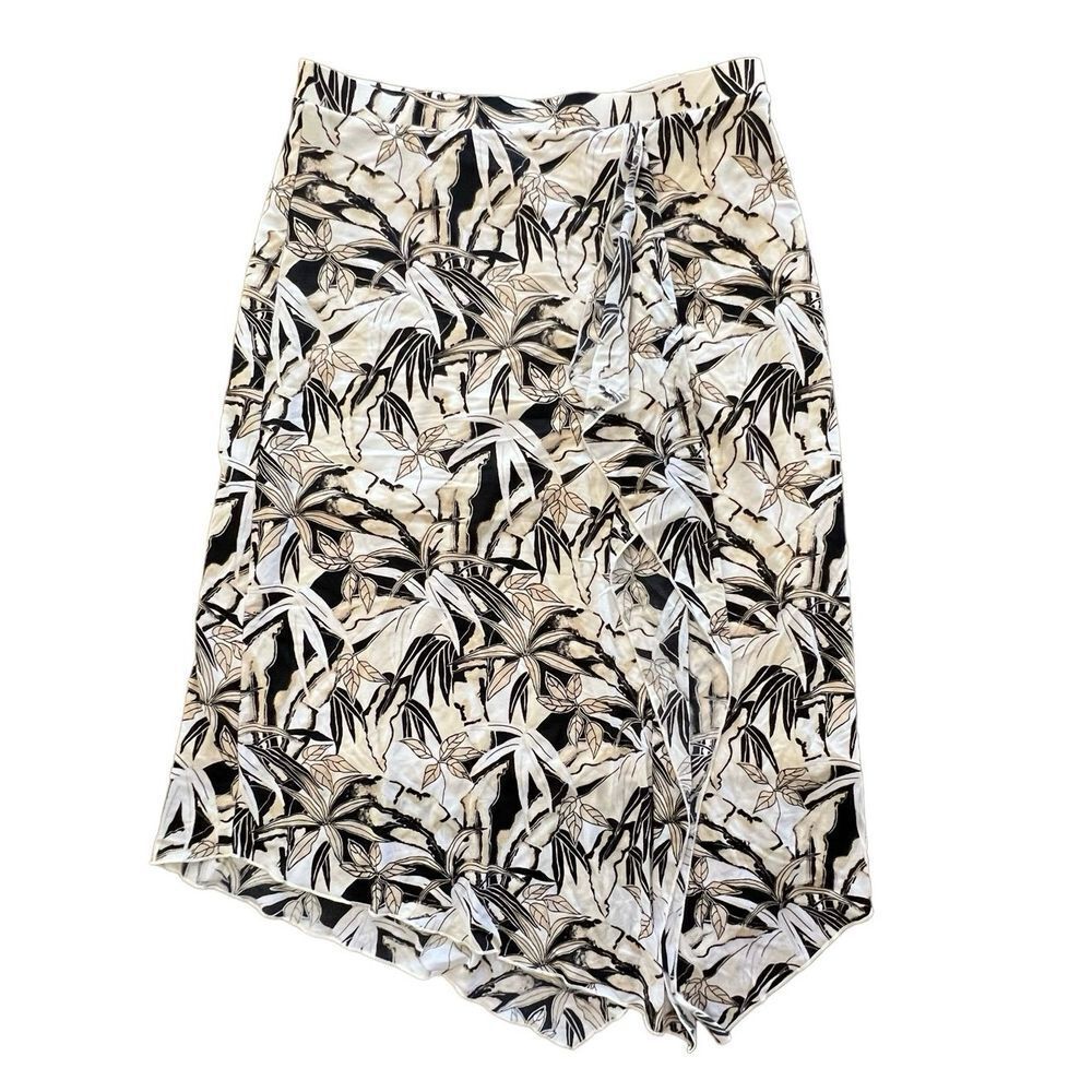 Chicos Nylon Asymmetrical‎ Lined Midi Size 2 Skirt